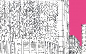 Mehdi Zannad, Dessin, Paris, La Défense - Feutre et couleur informatique